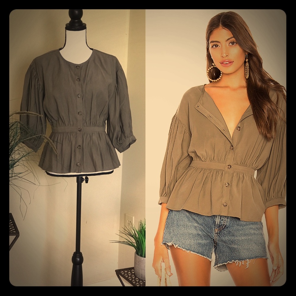 The Danielle Blouse in Olivine Green